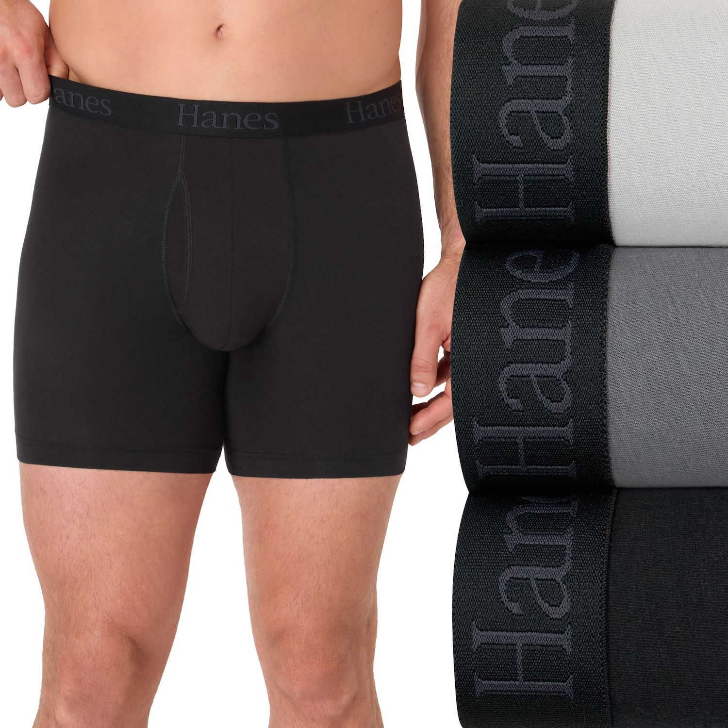 Трусы-боксеры Ultimate® Total для мужчин, с поддержкой, 3 шт. — Hanes, цвет: Чёрный серый — фото 1
