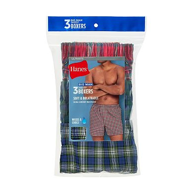 Big & Tall Hanes® Ultimate 3-Pack Woven Boxer Underwear
