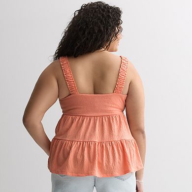 Juniors' Plus Size SO® Tiered Ruffle Tank Top
