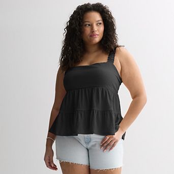 Juniors' Plus Size SO® Tiered Ruffle Tank Top