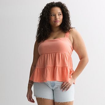 Juniors' Plus Size SO® Tiered Ruffle Tank Top