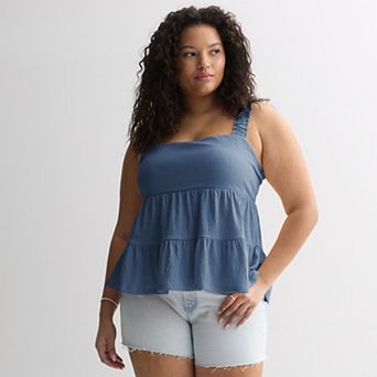 Juniors' Plus Size SO® Tiered Ruffle Tank Top