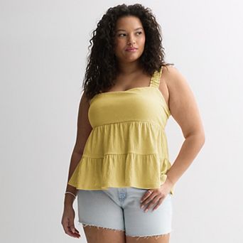 Juniors' Plus Size SO® Tiered Ruffle Tank Top