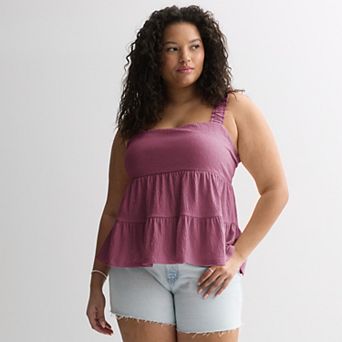 Juniors' Plus Size SO® Tiered Ruffle Tank Top