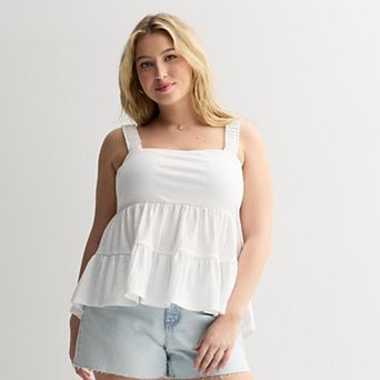 Juniors' Plus Size SO® Tiered Ruffle Tank Top