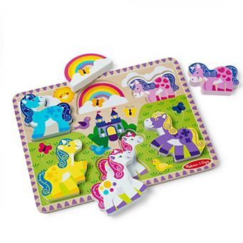 Melissa & Doug Unicorn Chunky Puzzle 6 pc Educational Toy Set