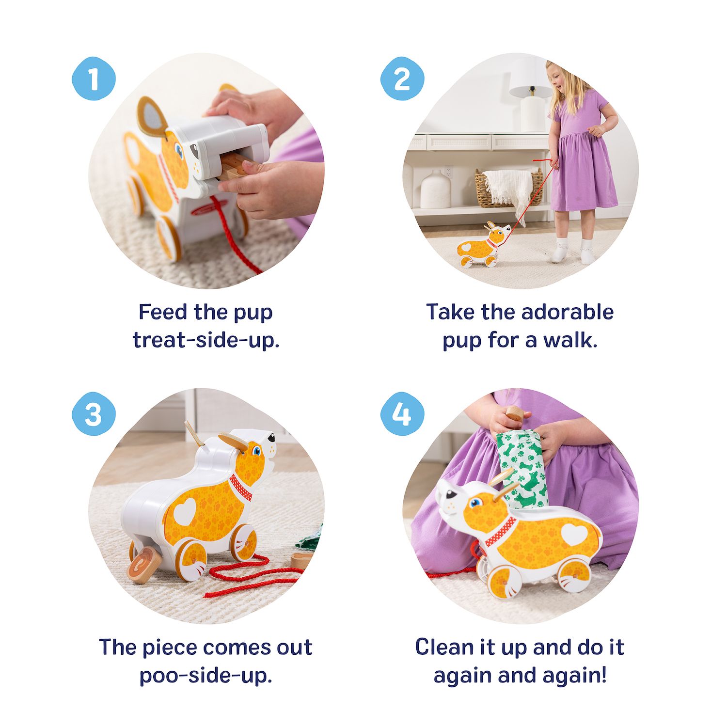 Детские фигурки Melissa & Doug 5 pc Feed, Walk & Poo Pup Play Set — фото 7