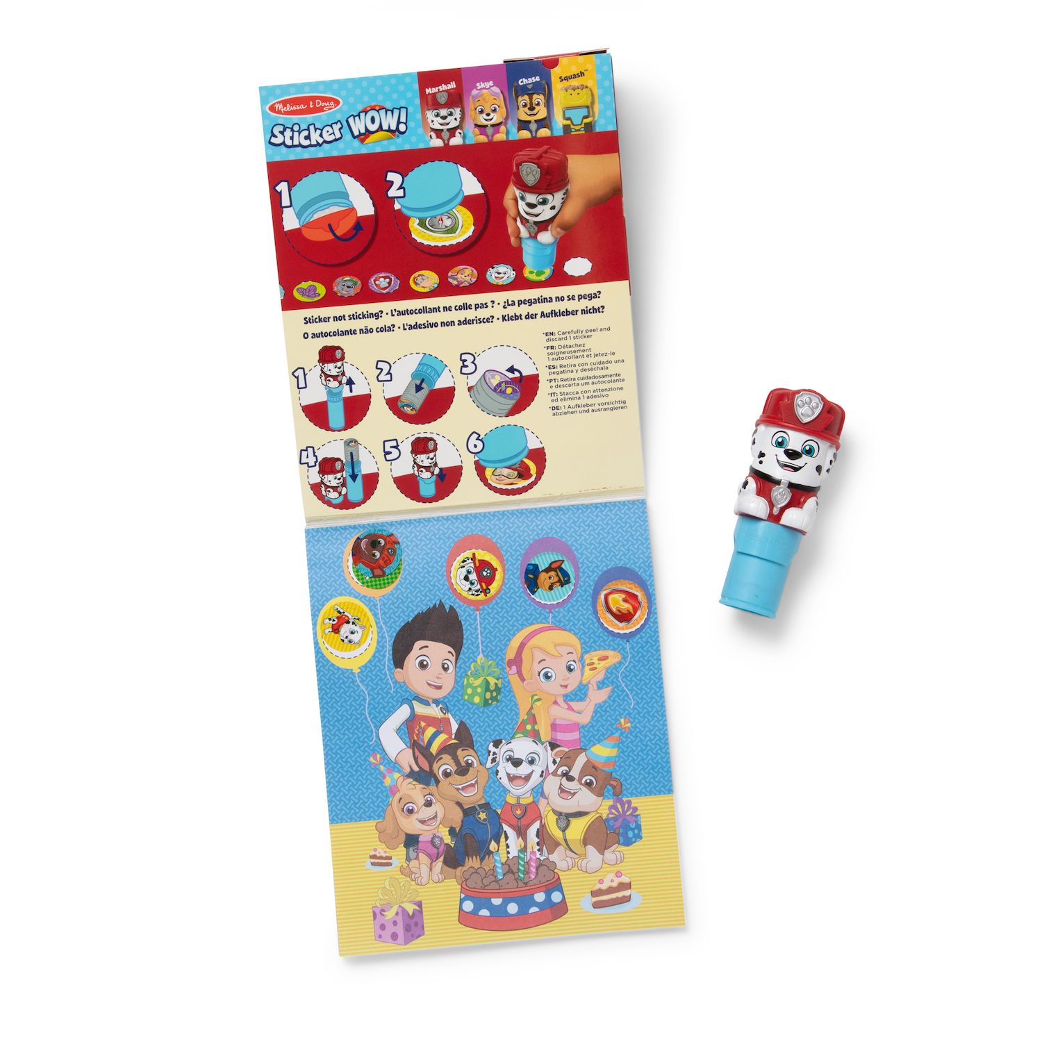 Детская игрушка Melissa & Doug PAW Patrol Sticker WOW! Marshall Activity Pad & Stamper — фото 1