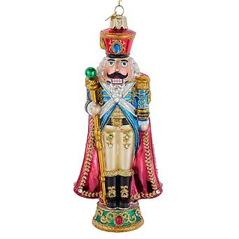 7" Glass Nutcracker Soldier Ornament Luxurious Christmas Decoration