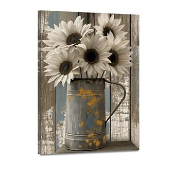 AAW Flower Farmhouse Daisy Canvas Wall Art Ready to Hang