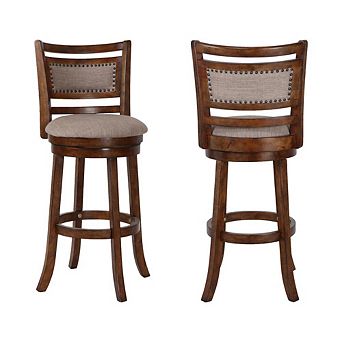 New Classic Furniture Aberdeen Brown Solid Wood Swivel Bar Stool (Set of 2)