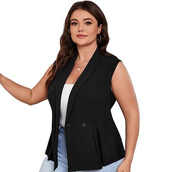 Plus Size Shawl Collar Women's Suit Vest Business Casual Blazer Vest