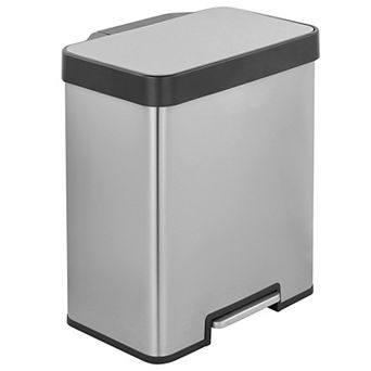 10.6 gallon rectangular step-on recycling trash can with two 20 liter compartments