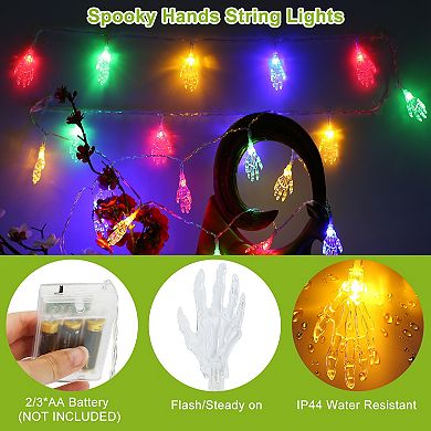 3PCS Halloween String Lights Set, 50 LEDs 24FT Skeleton, Ghost & Skull Spooky Decorations