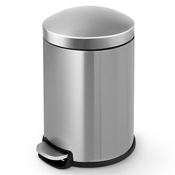 1.32 Gal./5 Liter Stainless Steel Round Step-on Trash Can for Bathroom and Office - Silver