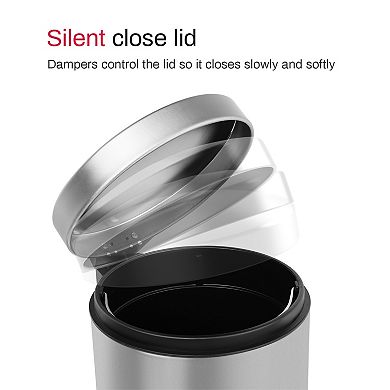 1.32 Gal./5 Liter Stainless Steel Round Step-on Trash Can for Bathroom and Office - Silver