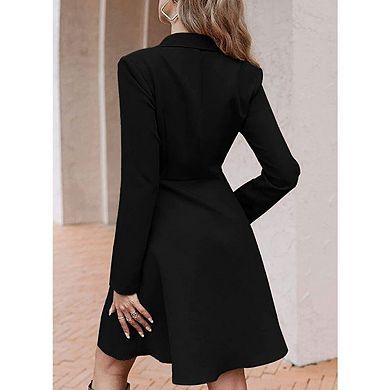 Women's Fashion Trench Coat Notch Lapel Double Breasted Thick A Line Pea Coats Jacket
