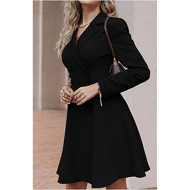 Women's Fashion Trench Coat Notch Lapel Double Breasted Thick A Line Pea Coats Jacket