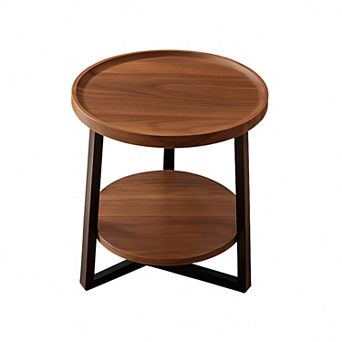 Round Coffee Table, 2 tier Modern Side Table With Storage Shelf, Round Coffee Table Sofa Table