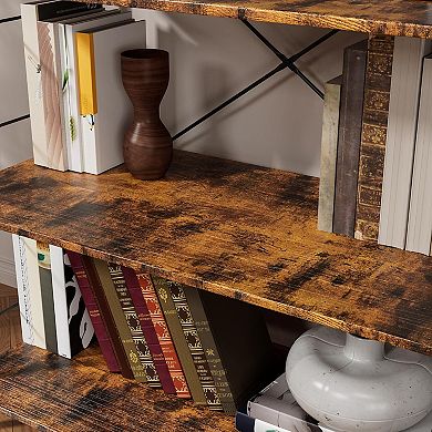 4 Tier Bookshelf,Large Bookcase with Steel Frame,Industrial Book Shelves for Home Office,Living Room