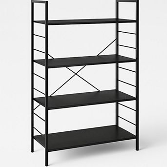 4 tier Bookshelf,Large Bookcase with Steel Frame,Industrial Book Shelves for Home Office,Living Room