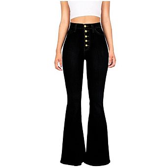 High Waisted Flare Jeans for Women Bell Bottom Jeans with Belt for Women Stretch Wide Leg Jeans