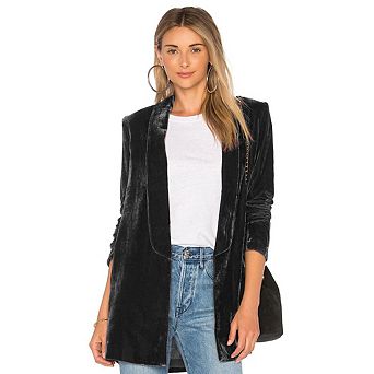 Women's Vintage Velvet Blazer Jackets Casual Silky Slim Fit Lapel Collar Long Sleeve Jacket Coat