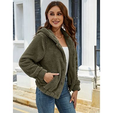 Womens Fleece Jackets Zip Up Causal Sweatshirts Winter Clothes Long Sleeve Crop Sherpa Fall Outfits