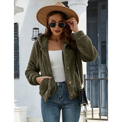 Womens Fleece Jackets Zip Up Causal Sweatshirts Winter Clothes Long Sleeve Crop Sherpa Fall Outfits