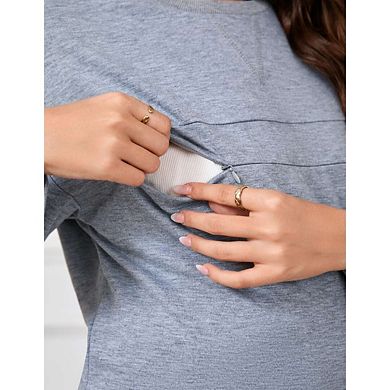 Nursing Sweatshirt Invisible Comfort Friendly Zipper Long Sleeve Pullover Tops Maternity Shirts