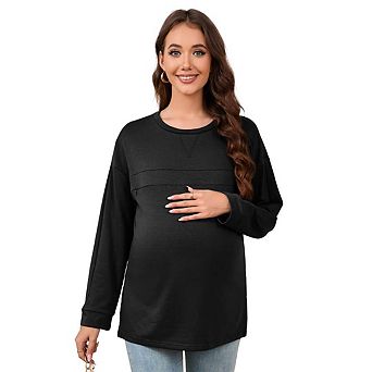 Nursing Sweatshirt Invisible Comfort Friendly Zipper Long Sleeve Pullover Tops Maternity Shirts