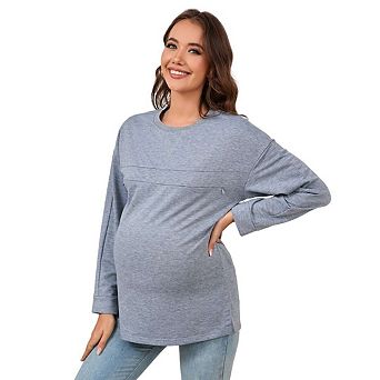 Nursing Sweatshirt Invisible Comfort Friendly Zipper Long Sleeve Pullover Tops Maternity Shirts