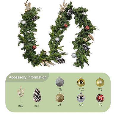 9FT Christmas Norfolk Pine Garland, Realistic Cedar Garland Artificial Pine Cypress Vines