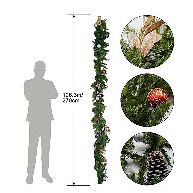 9FT Christmas Norfolk Pine Garland, Realistic Cedar Garland Artificial Pine Cypress Vines