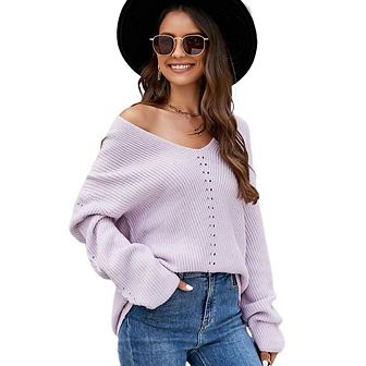 Women's Solid Color Pullover Loose Long Sleeve top Casual Hollow Out Crochet Dressy Casual Sweater