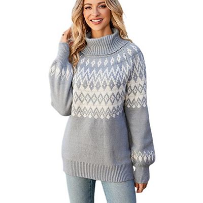 Womens Scottish Wool Lace Fair Isle Tunic Jumper In Charcoal Grey - The - Foto 5