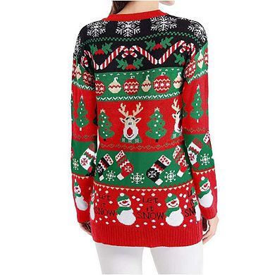 Women's Ugly Christmas Sweater Caidigans Knitted Long Sleeve Open Front Pullover Sweaters