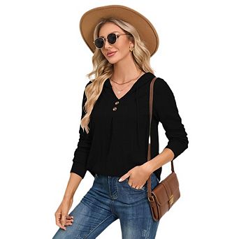 V Neck Lightweight Sweaters for Women Fall Outfits Pullover Tops Trendy Tunic Long Sleeve Shirts