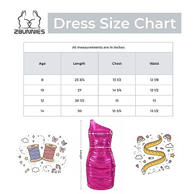 Tween & Teen Girls' Metallic One-Shoulder Ruched Metallic Party Mini Dress
