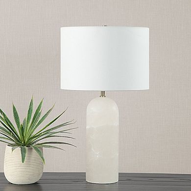 Renwil Ixia 25 Tall Plated Antique Brushed Brass Iron Table Lamp With Drum Linen Shade