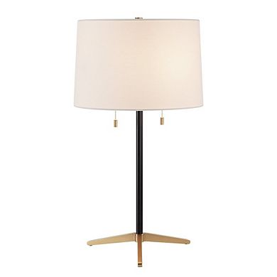 Renwil Orono 25 Tall Matte Black Iron Table Lamp With Tapered Linen Shade (Set Of 2)