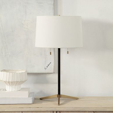 Renwil Orono 25 Tall Matte Black Iron Table Lamp With Tapered Linen Shade (Set Of 2)