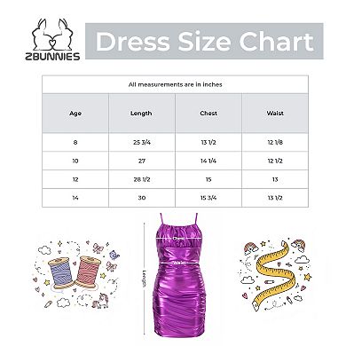 Tween & Teen Girls’ Metallic Spaghetti Strap Bodycon Mini Party Dress