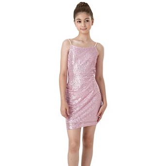 Tween & Teen Girls’ Sequin Bodycon Mini Dress with Spaghetti Straps