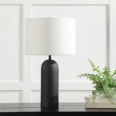 Renwil Augusta 25 Tall Black Resin Table Lamp With Drum Linen Shade (Set Of 2)