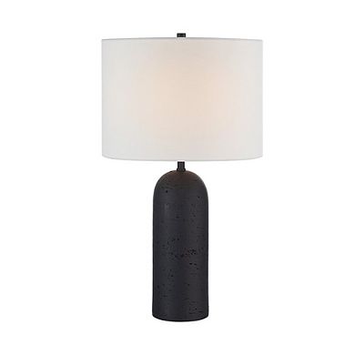 Renwil Augusta 25 Tall Black Resin Table Lamp With Drum Linen Shade (Set Of 2)