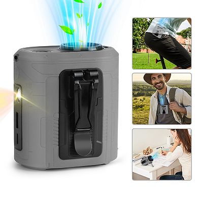 5-in-1 Waist Clip Fan Portable Turbo Fan with 5 Speeds, Flashlight & 10000mAh Battery