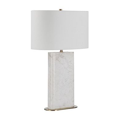 Renwil 27 Tall Plated Antique Brushed Brass Iron Table Lamp With Drum Linen Shade
