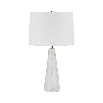 Renwil 25 Tall Plated Antique Brushed Brass Iron Table Lamp With Tapered Linen Shade