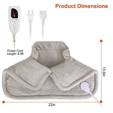 22.4x16.3in Weighted Heating Pad Fast Electric Neck & Shoulder Wrap with 6 Temps & 4 Timers